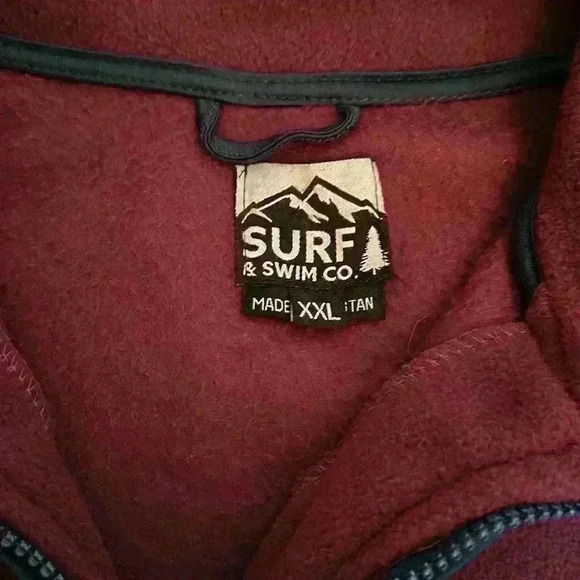 NWT Surf & Swim Co Burgundy & Navy Quarter Zip Polar Fleece w/ Pockets Mens XXL - Picture 8 of 12